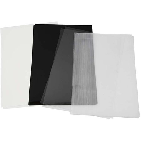 BASTELZUBEHÖR / CRAFT ACCESSORIES Shrink film, 20x30 cm, 1 ark, med farvevalg