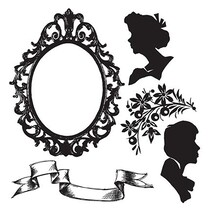 Stamping and embossing stencil Framelits + stamp