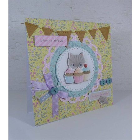Docrafts / Papermania / Urban Conjunto de tarjeta 12 Diseñador de cartas y sobres, Little maullido