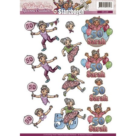 Yvonne Creations 3D Die cut sheets 50th, celebrate, party