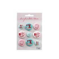 Tilda Sewingbird 3D autocollant, rouge / turquoise