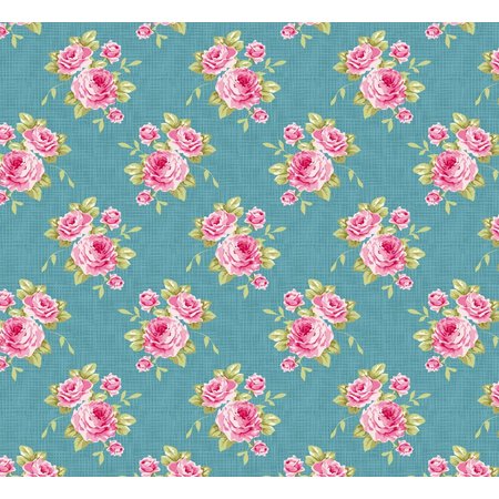 Tilda Cotton fabric, Grandma's Rose, blue, 50 x 70cm, 100% cotton.