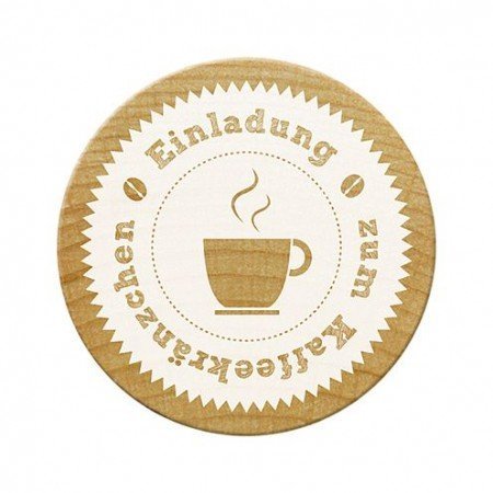 Stempel / Stamp: Holz / Wood francobolli Woodies, invito alla festa caffè
