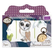 Transparent stamp set: owl, leaves, flowers and a clock