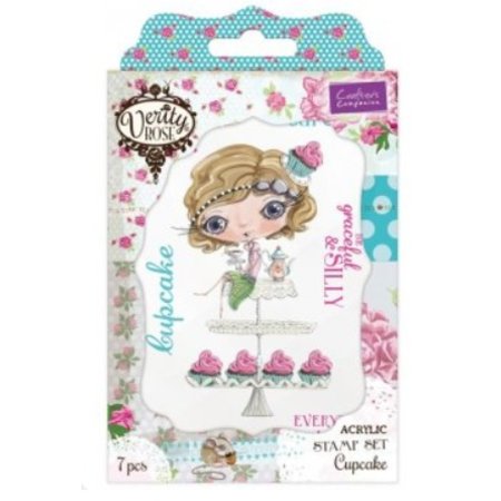 Crafter's Companion Stempel + bund tap Kort: Pige med Cupcake