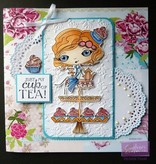 Crafter's Companion Stempel + bund tap Kort: Pige med Cupcake