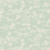 Tessuto Tilda cotone, Birdcage Toile, menta, 50 x 55 cm, 100% cotone