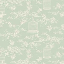 Tessuto Tilda cotone, Birdcage Toile, menta, 50 x 55 cm, 100% cotone