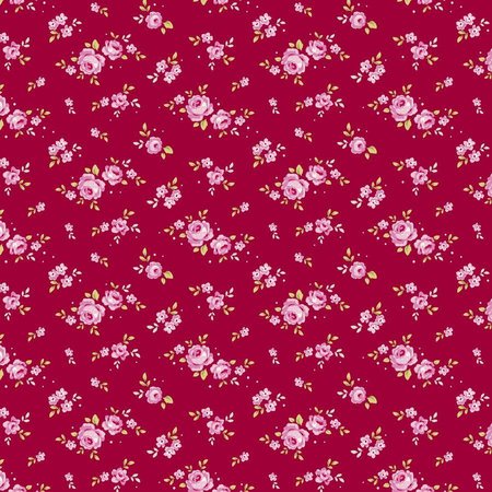 Tilda Katoenen stof, mini rozen, rood, 50 x 55 cm, 100% katoen