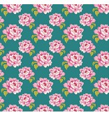 Tilda Tessuto di cotone, Tilda bit, 50 x 70cm, Teal Peony Cotone