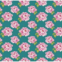 Le tissu en coton, Tilda bits, 50 x 70cm, Pivoine sarcelle coton