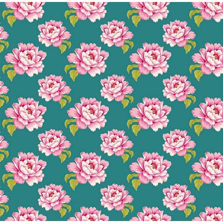 Tilda Tessuto di cotone, Tilda bit, 50 x 70cm, Teal Peony Cotone