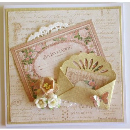 Spellbinders und Rayher Spellbinders, stempelen en Embossing Stencil, Shapeabilities voor 3 verschillende mini envelop