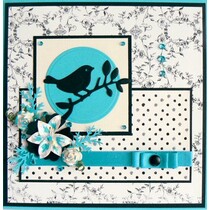 Ponsen en embossing sjabloon: Vogel op een tak