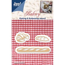 Punching and embossing template: bread, French bread and croissants