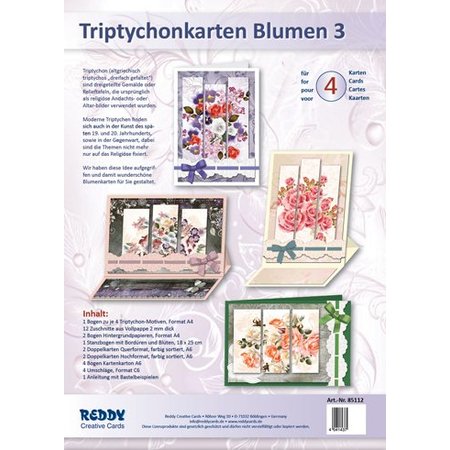 BASTELSETS / CRAFT KITS: Bastelset: Triptychonkarten (tarjeta tríptico) con flores