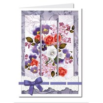 Bastelset: Triptychonkarten (carte trifold) avec des fleurs