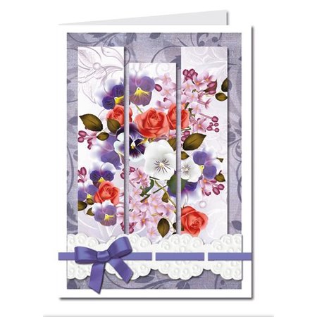 BASTELSETS / CRAFT KITS: Bastelset: Triptychonkarten (cartão com três dobras) com flores