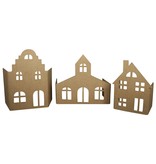 Objekten zum Dekorieren / objects for decorating Flott håndverket kit: papir mache Set - Fasade landsby med 3 hus!