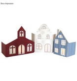 Objekten zum Dekorieren / objects for decorating Grande trousse d'artisanat: papier mâché Set - Façade village avec 3 maisons!