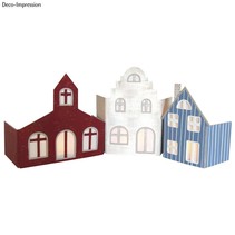 Flott håndverket kit: papir mache Set - Fasade landsby med 3 hus!