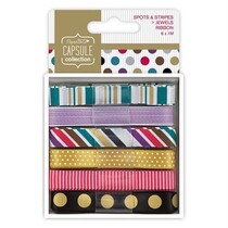 6 X 1m satin ribbon with dots and stripes