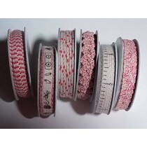 6 Ribbons, 3-10 mm x 1.8 m, range with 6 asstd. Design, red