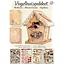 Objekten zum Dekorieren / objects for decorating Bastelset 04: MDF et papier décoration de maison d'oiseau, 17cm.