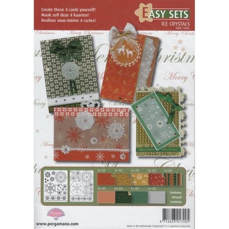 DECOUPAGE AND ACCESSOIRES Bastelset Pergamano EasyCards 9 ijskristallen, voor 4 tickets.