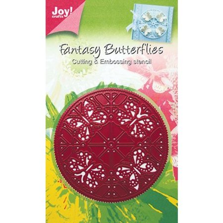 Joy!Crafts und JM Creation Joy Crafts, stansing og preging sjablong, sjablong rund, sommerfugl, 6002 0244, 89 mm diameter