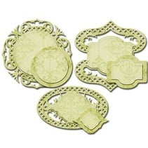 Punching and embossing template: decorative labels