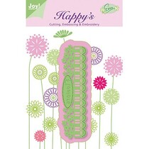 Skjæring, preging & Broderi Shablone, 6002 1102, Bordure blomster, 126,5 x 33,5 mm