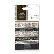 6 X 1m sateng bånd, svarte toner, Midnight Blush