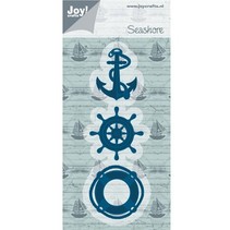 Punching and embossing template: anchor, buoy, beach Boat