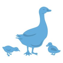 Ponsen en embossing sjabloon: Mother Goose en kuikens