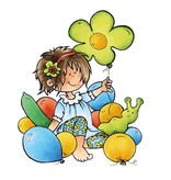 Marianne Design timbre transparent: Snoesjes, Fille avec des ballons