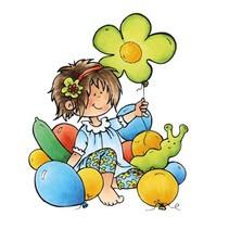 Transparent stamp: Snoesjes, Girl with Balloons