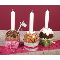 Paper mache muffin tin with aluminum candle holder