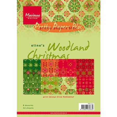 DESIGNER BLÖCKE  / DESIGNER PAPER Marianne Design Eline's Woodland Christmas, PrettyPapers A5, 8 designs 32 sheets
