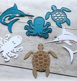 Joy!Crafts und JM Creation Stansing og preging sjablong, blekksprut, Turtle, Shark