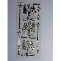 Adesivo decorativo, gravado em grande detalhe, 10 x 23 centímetros.