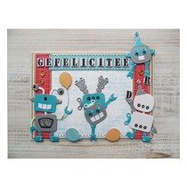 Stempelen en embossing stencil + postzegel ontwerpen: Robot