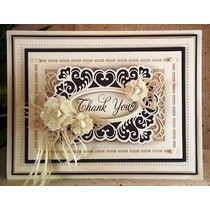 Punching and embossing template: decorative frame + Label