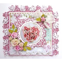 Punching and embossing template: Border with flowers