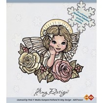 Transparent stamp, Angel with roses