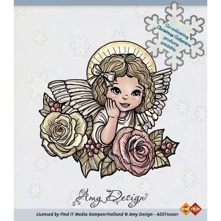 Amy Design Sello transparente, Ángel con rosas
