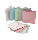 KARTEN und Zubehör / Cards Set van 10, zeer mooie parelmoer kaarten en enveloppen, afmeting kaart 12,5 x12, 5 cm, pastelkleuren!