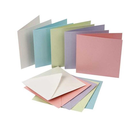 KARTEN und Zubehör / Cards Set of 10, very pretty mother of pearl cards and envelopes, card size 12,5 x12, 5 cm, pastel colors!