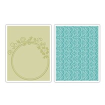 Embossing folders, 2 pieces, with flowers and rosemary Design