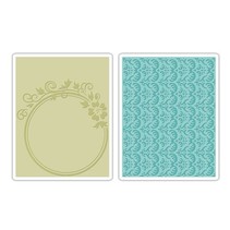 Embossing folders, 2 pieces, with flowers and rosemary Design